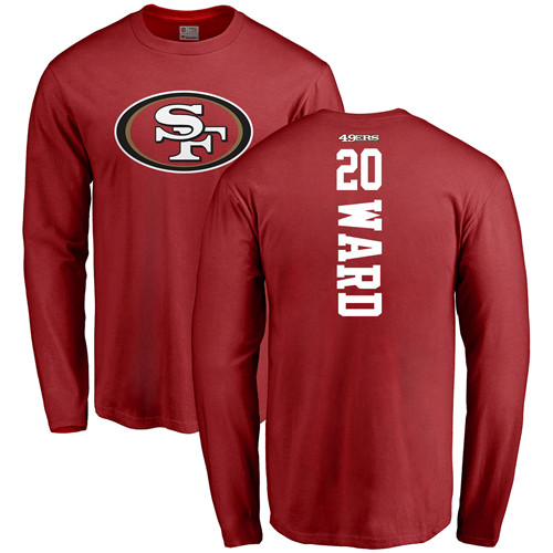Men San Francisco 49ers Red Jimmie Ward Backer #20 Long Sleeve NFL T Shirt